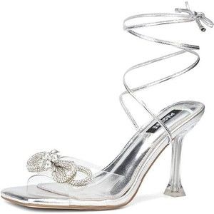 Maqiyike Shoe Women Size 9.5 Strappy high heels Sandal Rhinestone Bow Open Toe